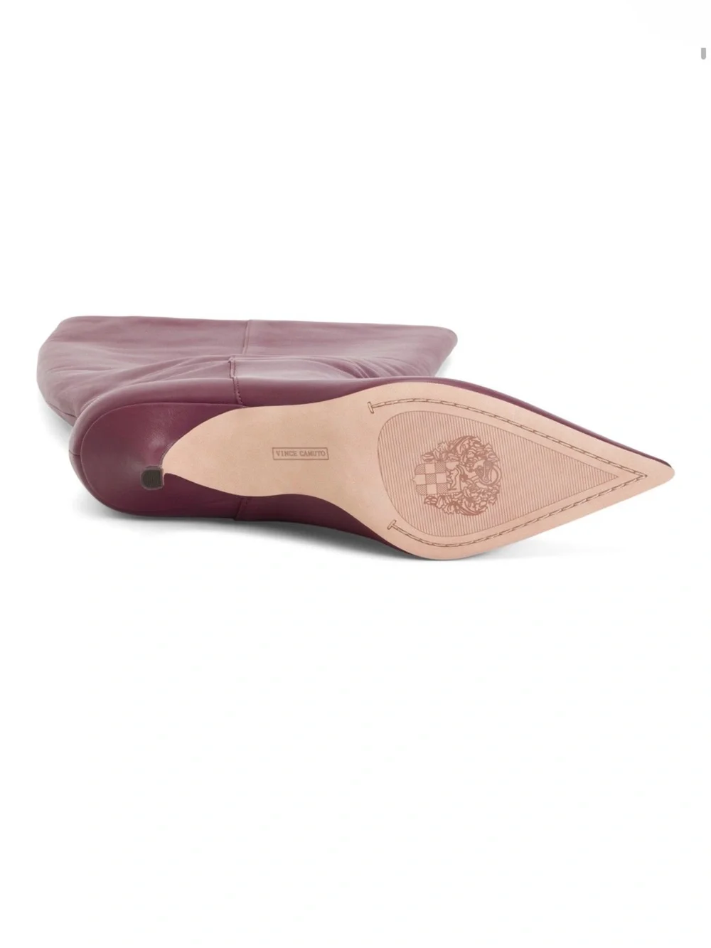 Women's Burgundy Leather Knee-High Pointed Toe Boot